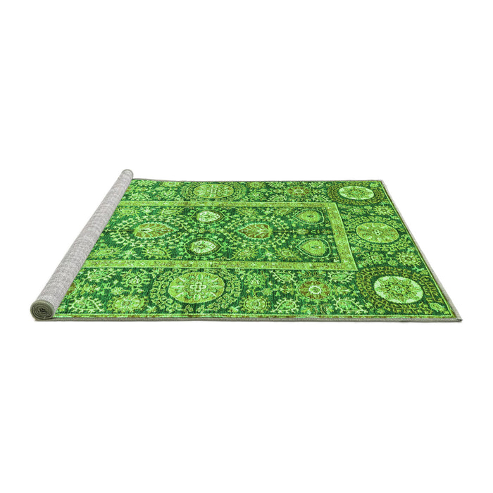 Sideview of Machine Washable Oriental Green Traditional Area Rugs, wshabs3288grn
