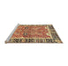 Sideview of Machine Washable Abstract Brown Red Rug, wshabs3289