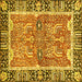 Square Machine Washable Abstract Yellow Modern Rug, wshabs3289yw