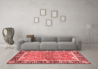 Machine Washable Abstract Red Modern Rug, wshabs3289red