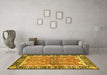 Machine Washable Abstract Yellow Modern Rug in a Living Room, wshabs3289yw