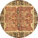 Round Abstract Brown Modern Rug, abs3289brn