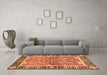 Machine Washable Abstract Orange Modern Area Rugs in a Living Room, wshabs3289org