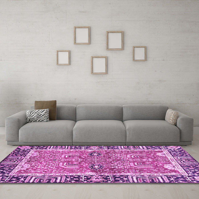 Machine Washable Abstract Purple Modern Area Rugs in a Living Room, wshabs3289pur