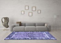 Machine Washable Abstract Blue Modern Rug, wshabs3289blu