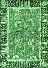 Abstract Emerald Green Modern Rug, abs3289emgrn