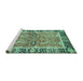 Sideview of Machine Washable Abstract Turquoise Modern Area Rugs, wshabs3289turq