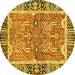 Round Abstract Yellow Modern Rug, abs3289yw