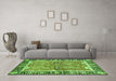 Machine Washable Abstract Green Modern Area Rugs in a Living Room,, wshabs3289grn