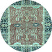 Round Machine Washable Abstract Light Blue Modern Rug, wshabs3289lblu