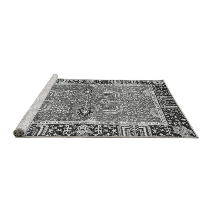 Sideview of Machine Washable Abstract Gray Modern Rug, wshabs3289gry