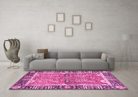 Machine Washable Abstract Pink Modern Rug, wshabs3289pnk