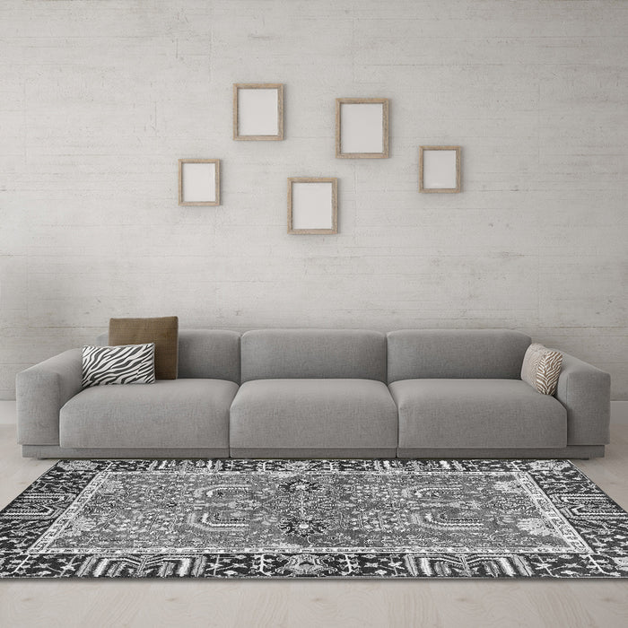 Machine Washable Abstract Gray Modern Rug in a Living Room,, wshabs3289gry