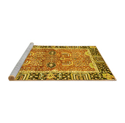 Sideview of Machine Washable Abstract Yellow Modern Rug, wshabs3289yw