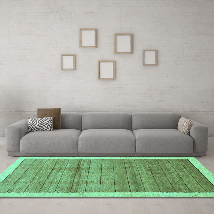 Machine Washable Abstract Turquoise Modern Area Rugs in a Living Room,, wshabs328turq