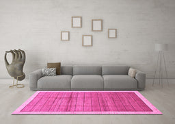 Machine Washable Abstract Pink Modern Rug in a Living Room, wshabs328pnk