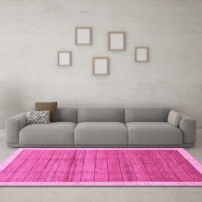 Machine Washable Abstract Pink Modern Rug in a Living Room, wshabs328pnk