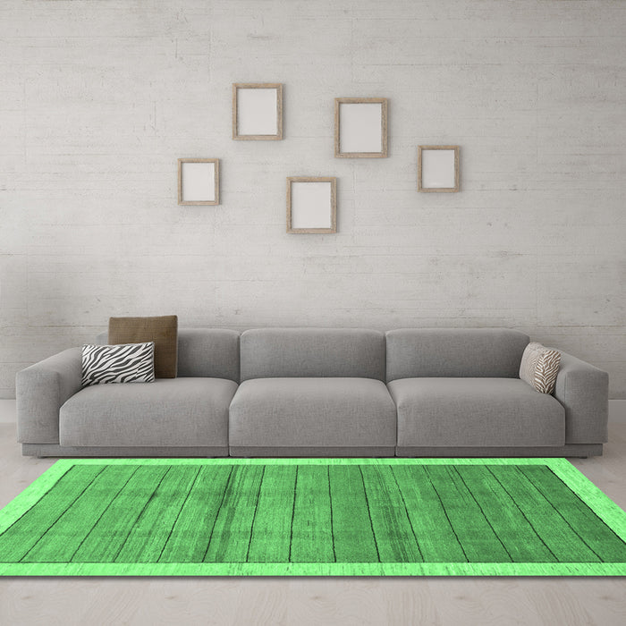 Machine Washable Abstract Emerald Green Modern Area Rugs in a Living Room,, wshabs328emgrn