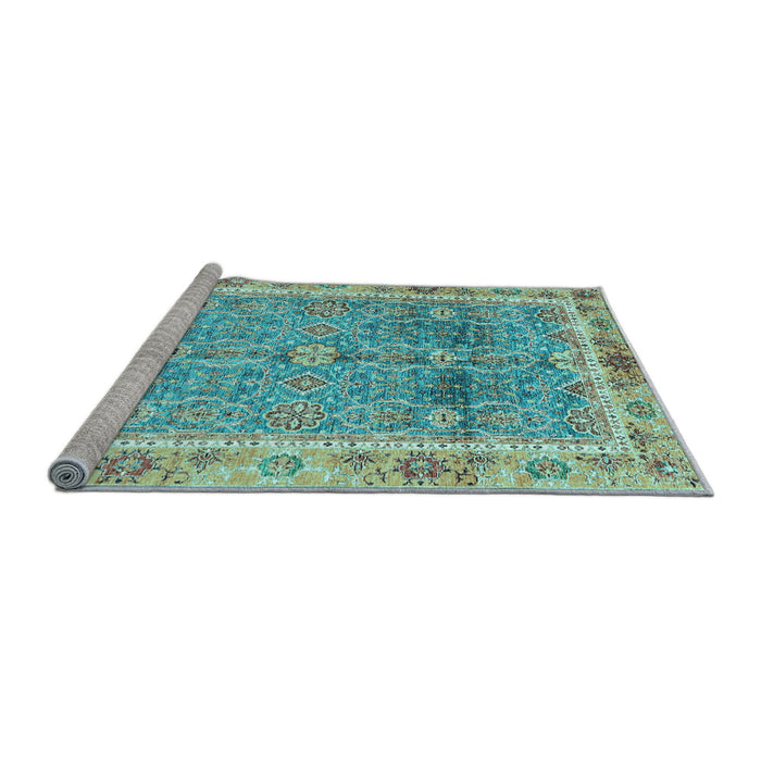 Sideview of Machine Washable Oriental Light Blue Traditional Rug, wshabs3290lblu