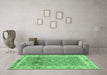 Machine Washable Oriental Emerald Green Traditional Area Rugs in a Living Room,, wshabs3290emgrn