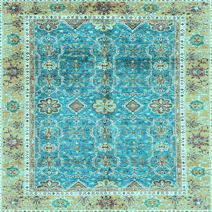 Square Machine Washable Oriental Light Blue Traditional Rug, wshabs3290lblu