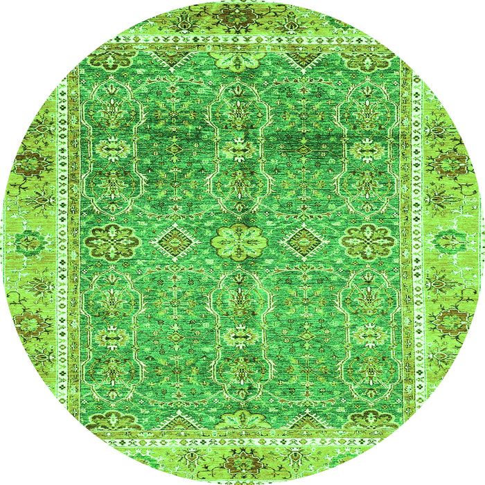 Round Oriental Green Traditional Rug, abs3290grn