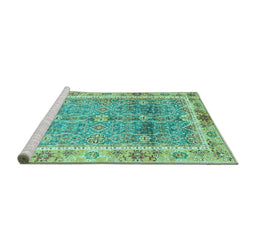 Sideview of Machine Washable Oriental Turquoise Traditional Area Rugs, wshabs3290turq