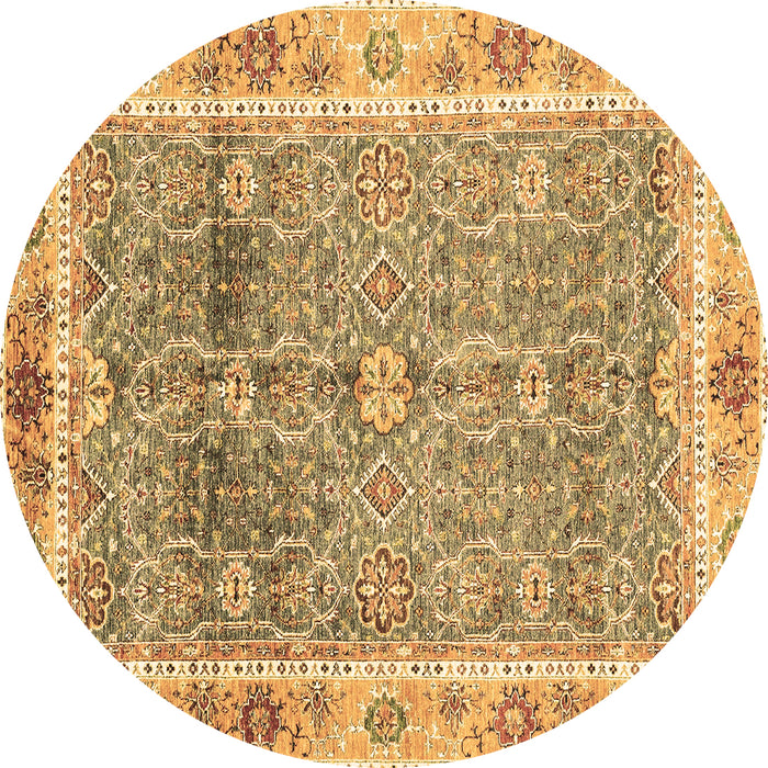 Round Oriental Brown Traditional Rug, abs3290brn