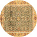 Round Oriental Brown Traditional Rug, abs3290brn