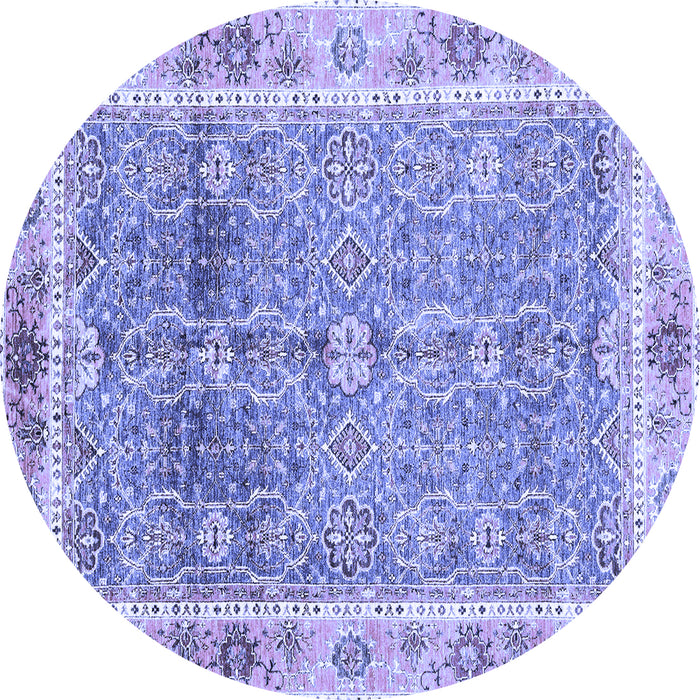 Round Machine Washable Oriental Blue Traditional Rug, wshabs3290blu