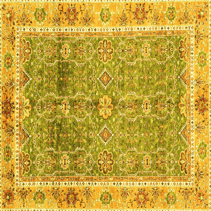 Square Machine Washable Oriental Yellow Traditional Rug, wshabs3290yw