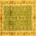 Square Machine Washable Oriental Yellow Traditional Rug, wshabs3290yw