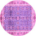 Round Machine Washable Oriental Purple Traditional Area Rugs, wshabs3290pur