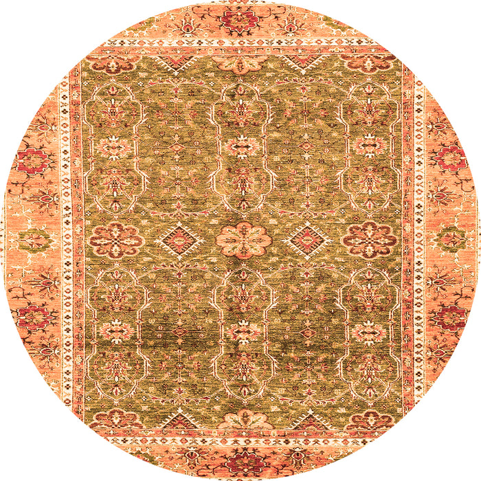 Round Oriental Orange Traditional Rug, abs3290org