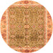 Round Oriental Orange Traditional Rug, abs3290org