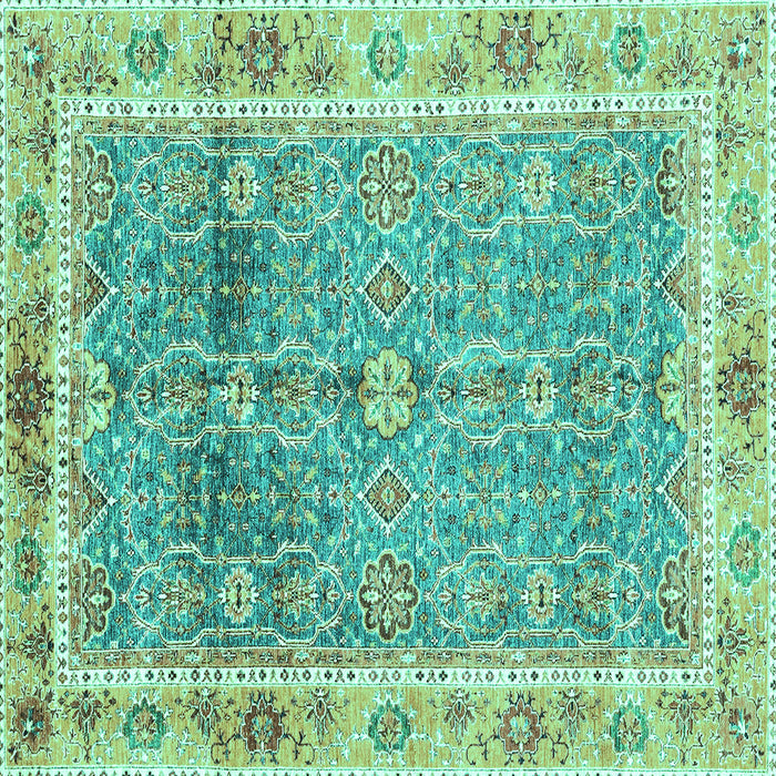 Square Machine Washable Oriental Turquoise Traditional Area Rugs, wshabs3290turq