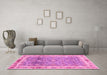 Machine Washable Oriental Pink Traditional Rug in a Living Room, wshabs3290pnk