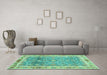 Machine Washable Oriental Turquoise Traditional Area Rugs in a Living Room,, wshabs3290turq