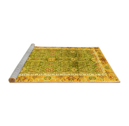 Sideview of Machine Washable Oriental Yellow Traditional Rug, wshabs3290yw