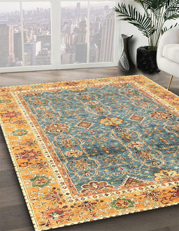 Machine Washable Abstract Dark Gold Brown Rug in a Family Room, wshabs3290