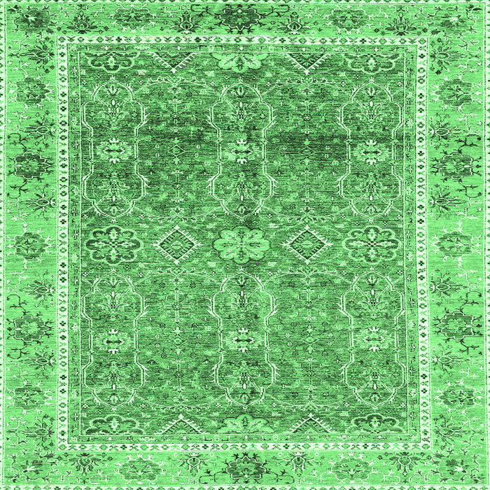 Square Oriental Emerald Green Traditional Rug, abs3290emgrn