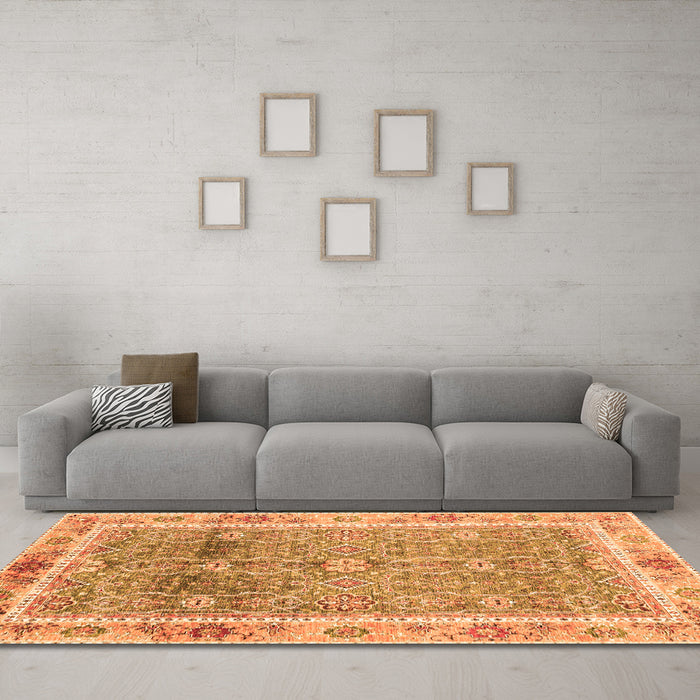 Machine Washable Oriental Orange Traditional Area Rugs in a Living Room, wshabs3290org