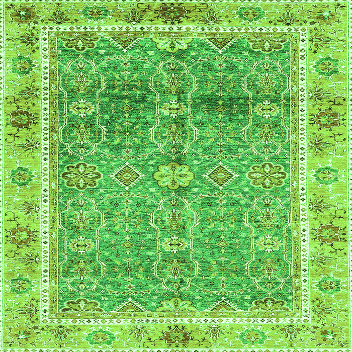 Square Machine Washable Oriental Green Traditional Area Rugs, wshabs3290grn