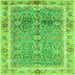 Square Machine Washable Oriental Green Traditional Area Rugs, wshabs3290grn