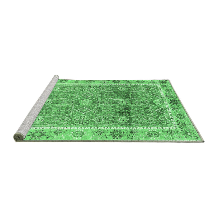 Sideview of Machine Washable Oriental Emerald Green Traditional Area Rugs, wshabs3290emgrn