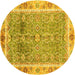 Round Oriental Yellow Traditional Rug, abs3290yw