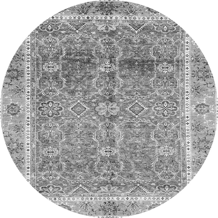 Round Machine Washable Oriental Gray Traditional Rug, wshabs3290gry
