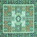 Square Machine Washable Abstract Turquoise Modern Area Rugs, wshabs3291turq