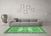 Machine Washable Abstract Emerald Green Modern Area Rugs in a Living Room,, wshabs3291emgrn