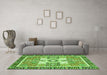 Machine Washable Abstract Green Modern Area Rugs in a Living Room,, wshabs3291grn